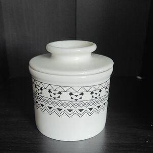 Dowan Butter Bell Crock Keep Butter Soft & Fresh Bohemian  Black White
